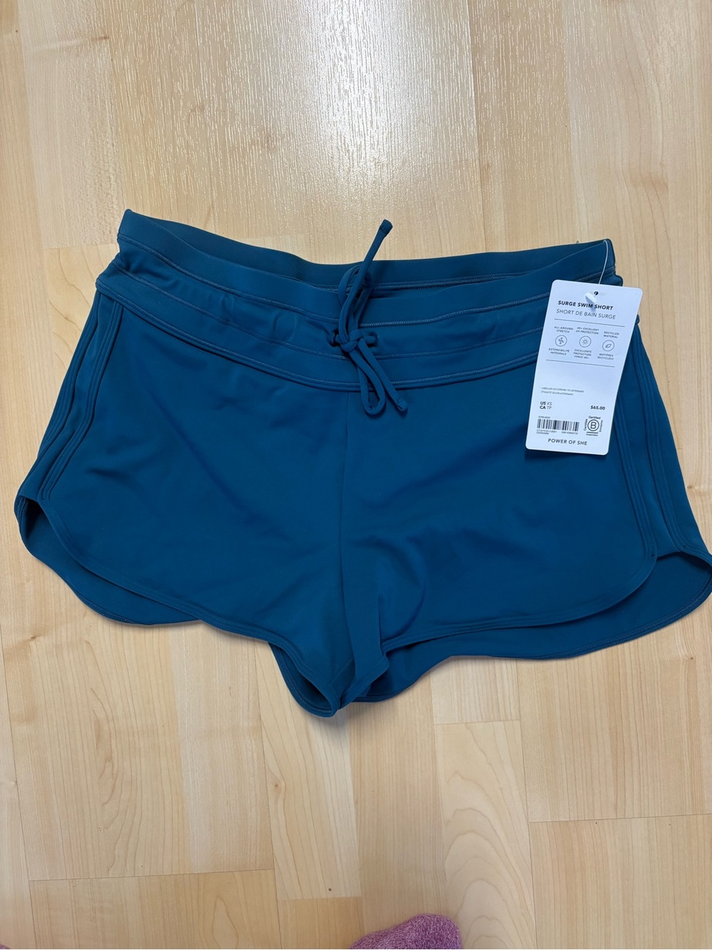 Athleta Surge Swim Short Costal Teal color